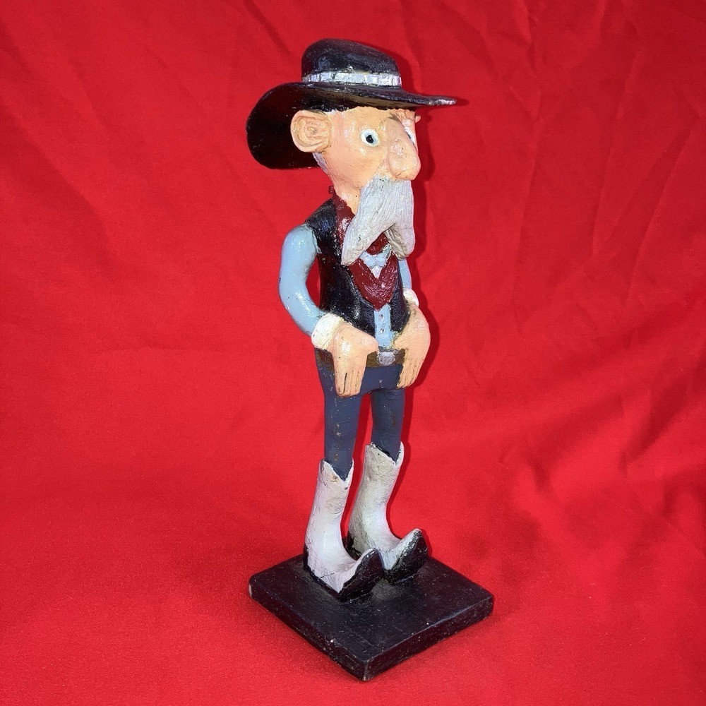 Vintage Hand Carved &‎ Hand Painted Cowboy / Folk Art / Wood / Signed / Flaws